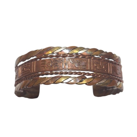 Vintage Copper, Brass, and Silver Tone Cuff Bracelet - Picture 1 of 5